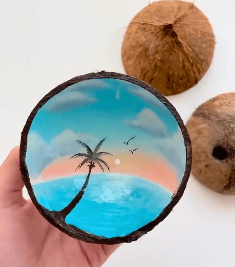 Painting on Coconut Shells