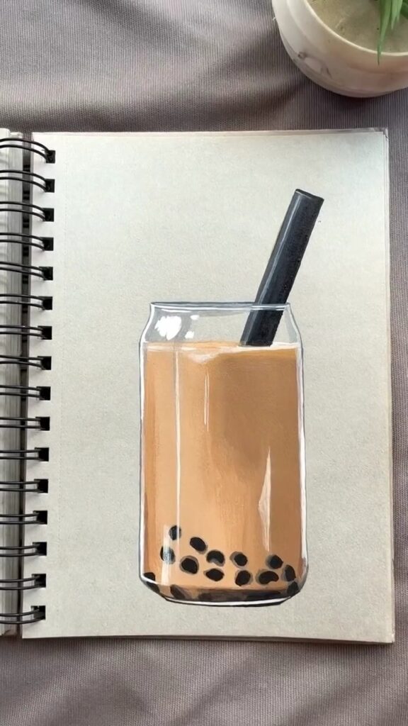 DIY Bubble Tea Acrylic Painting Tutorial