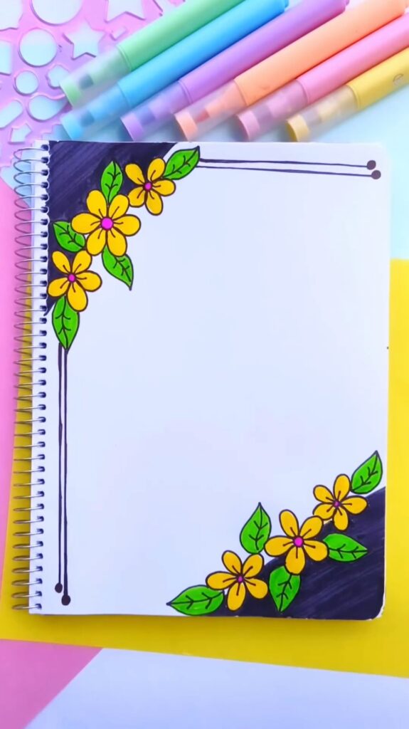 Vibrant Floral Corner Design for Your Diary